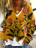 Women Floral Casual Spring/Fall Printing Cardigan