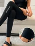 Women Plain Casual All Season Split Joint Long Leggings