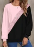 Women Multicolor Block Crew Neck Printing Casual Spring/Fall Long Sleeve Sweatshirt