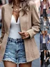 Women Spring/Fall Outerwear Casual Split Joint Geometric Long Sleeve Shawl Collar Jacket