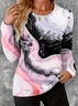 Women Abstract Long Sleeve Tee T-shirt Crew Neck Printing Casual Spring/Fall Graphic Tee Top