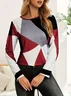 Women Abstract Long Sleeve Tee T-shirt Crew Neck Printing Casual Spring/Fall Graphic Tee Top