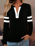 Women Striped Crew Neck Printing Casual Spring/Fall Long Sleeve Sweatshirt