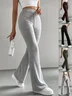 Women Plain Long Elastic Waist Pants Casual Spring/Fall Trousers
