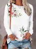 Women Floral Long Sleeve Tee T-shirt Crew Neck Printing Casual Spring/Fall Graphic Tee Top