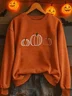 Women Halloween (pumpkin) Crew Neck Printing Casual Spring/Fall Long Sleeve Sweatshirt