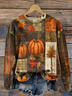 Women Maple Leaf Crew Neck Printing Casual Spring/Fall Long Sleeve Sweatshirt