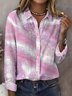 Women Abstract Long Sleeve Shirt Spring/Fall Buckle Shirt Collar Regular Sleeve Daily Casual Top