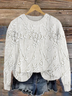 Women Floral Printing Spring/Fall Casual Long Sleeve Crew Neck Knitted Sweater