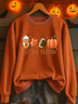 Women Maple Leaf Crew Neck Printing Casual Spring/Fall Long Sleeve Sweatshirt