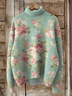 Women Floral Printing Spring/Fall Vintage Long Sleeve Turtleneck Sweater