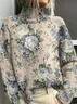 Women Floral Printing Spring/Fall Vintage Long Sleeve Turtleneck Sweater