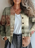 Women Abstract Vintage Spring/Fall Printing Cardigan