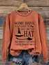 Women Halloween (Halloween Hat) Crew Neck Vintage Spring/Fall Long Sleeve Sweatshirt