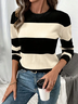 Women Striped Printing Spring/Fall Casual Long Sleeve Crew Neck Sweater