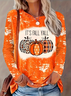 Women Halloween (pumpkin) Long Sleeve Tee T-shirt Crew Neck Printing Casual Spring/Fall Graphic Tee Top