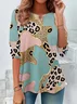 Women Abstract Long Sleeve Tee T-shirt Crew Neck Casual Spring/Fall Tunic Top