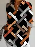 Women Abstract Long Sleeve Shirt Spring/Fall Buckle Shirt Collar Regular Sleeve Daily Casual Top