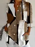 Women Abstract Long Sleeve Shirt Spring/Fall Buckle Shirt Collar Regular Sleeve Daily Casual Top