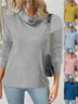 Women Plain Split Joint Winter Street Long Sleeve Turtleneck Sweater