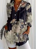 Women Floral Long Sleeve Shirt Spring/Fall Buckle Shirt Collar Regular Sleeve Daily Casual Top