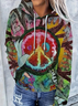 Women Abstract Spring/Fall Printing Long Sleeve Casual Daily Hoodie