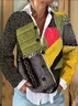 Women Abstract Printing Long Sleeve Crew Neck Vintage Spring/Fall Cardigan Outerwear