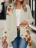 Women Maple Leaf Spring/Fall Cover-up Casual Printing Lightweight Cardigan