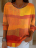 Women Abstract Printing Spring/Fall Casual Long Sleeve Crew Neck Sweater
