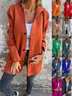 Women Spring/Fall Outerwear Vintage Split Joint Plain Long Sleeve Stand Collar Jacket