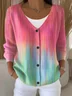 Women Abstract Casual Spring/Fall Printing Cardigan