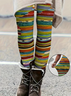 Women Abstract Stripes Casual All Season Printing Long Leggings