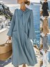 Women Plain Long Sleeve Spring/Fall Split Joint Dress Crew Neck Daily Vintage Maxi Tank A-Line Dress