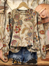 Women Floral Crew Neck Printing Casual Spring/Fall Long Sleeve Sweatshirt