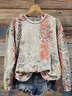 Women Floral Crew Neck Printing Casual Spring/Fall Long Sleeve Sweatshirt