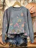 Women Floral Crew Neck Printing Casual Spring/Fall Long Sleeve Sweatshirt