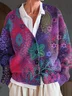 Women Floral Printing Long Sleeve V Neck Casual Spring/Fall Cardigan Outerwear