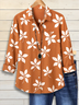 Women Floral Long Sleeve Shirt Spring/Fall Buckle Shirt Collar Regular Sleeve Daily Casual Top