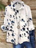 Women Floral Long Sleeve Shirt Spring/Fall Buckle Shirt Collar Regular Sleeve Daily Casual Top