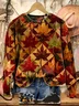 Women Maple Leaf Crew Neck Printing Casual Spring/Fall Long Sleeve Sweatshirt