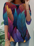 Women Leaf Long Sleeve Tee T-shirt Crew Neck Casual Spring/Fall Tunic Top