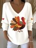 Women Turkey Spring/Fall Long Sleeve Vintage Holiday Sweatshirt