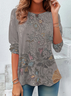 Women Floral Long Sleeve Tee T-shirt Crew Neck Casual Spring/Fall Tunic Top