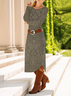 Women Floral Long Sleeve Spring/Fall Dress Crew Neck Daily Casual Midi T-Shirt Dress A-Line Dress