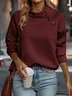 Women Geometric Mock Neck Jacquard Vintage Spring/Fall Long Sleeve Sweatshirt