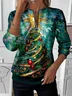 Women Christmas Crew Neck Printing Casual Spring/Fall Long Sleeve Sweatshirt