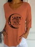 Women Halloween Three Quarter Sleeve Tee T-shirt V Neck Printing Casual Spring/Fall Graphic Tee Top