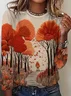 Women Tree Long Sleeve Tee T-shirt Crew Neck Printing Casual Spring/Fall Graphic Tee Top