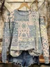Women Floral Crew Neck Printing Casual Spring/Fall Long Sleeve Sweatshirt