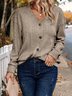 Women Plain Long Sleeve Tee T-shirt V Neck Split Joint Casual Spring/Fall Top